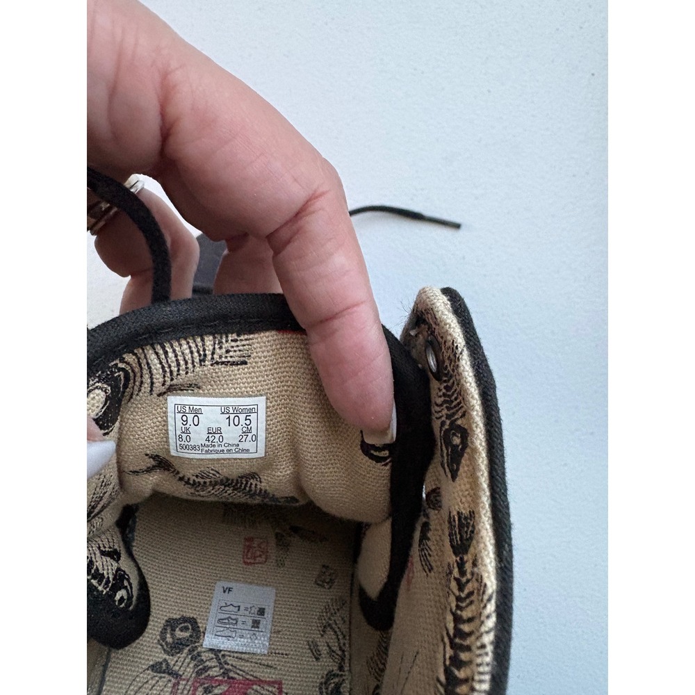 Vans Alomar High Top Sneakers Mens 9 Black Leather Canvas Fish Skeleton Lining - Picture 5 of 7